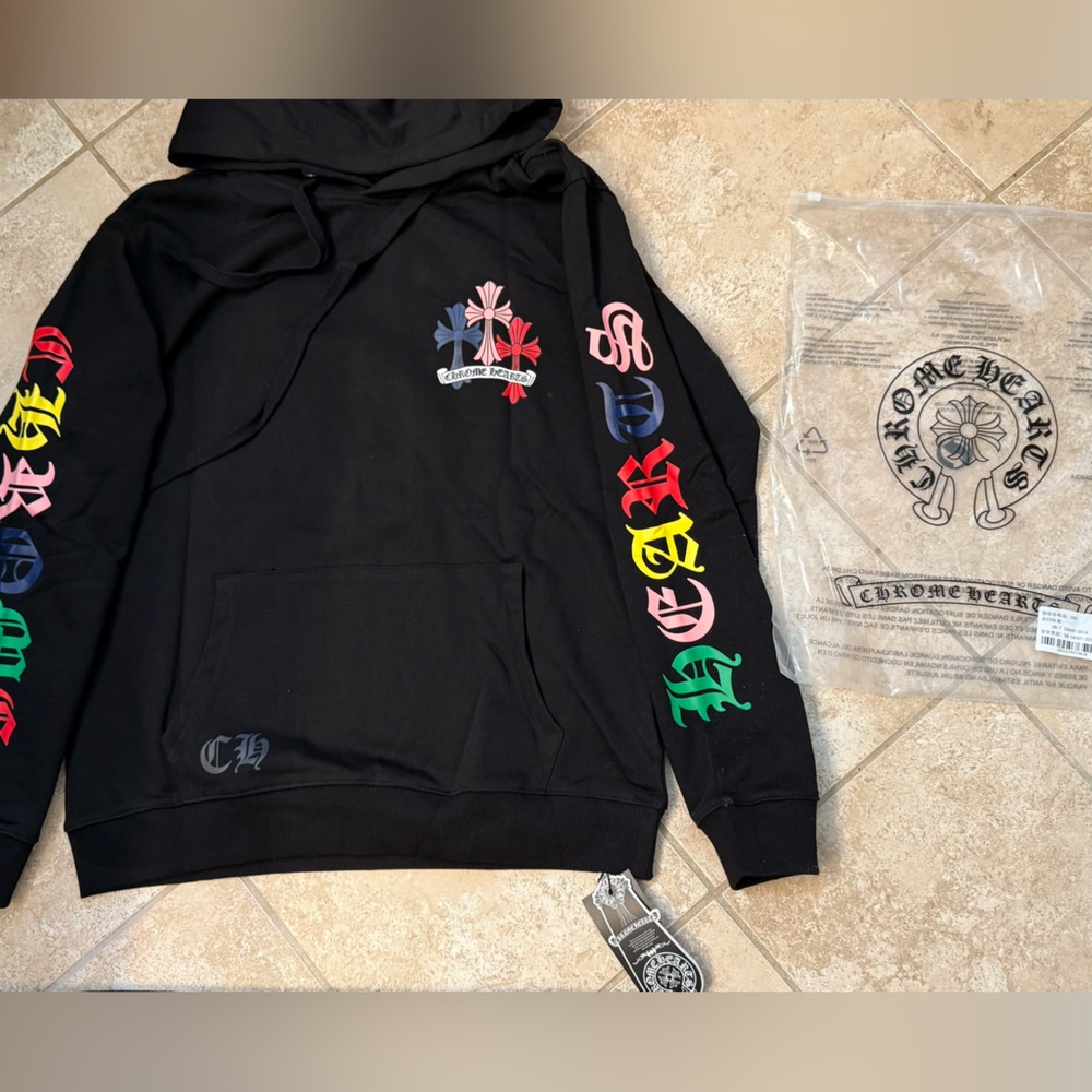 Chrome Hearts Black Hoodie with Silver Logo